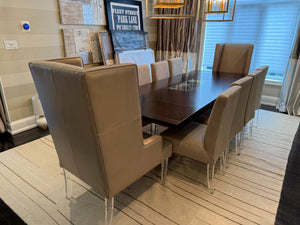 Custom Made Dining Table + 10 Chairs with Acrylic Legs