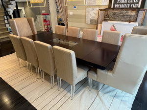 Custom Made Dining Table + 10 Chairs with Acrylic Legs