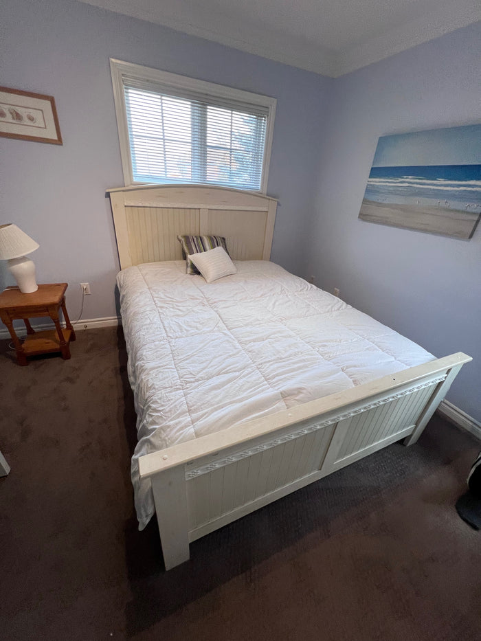 Cream Wood Double Bed Frame