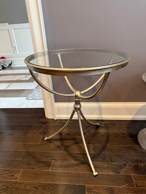 Round Metal and Glass Accent Table
