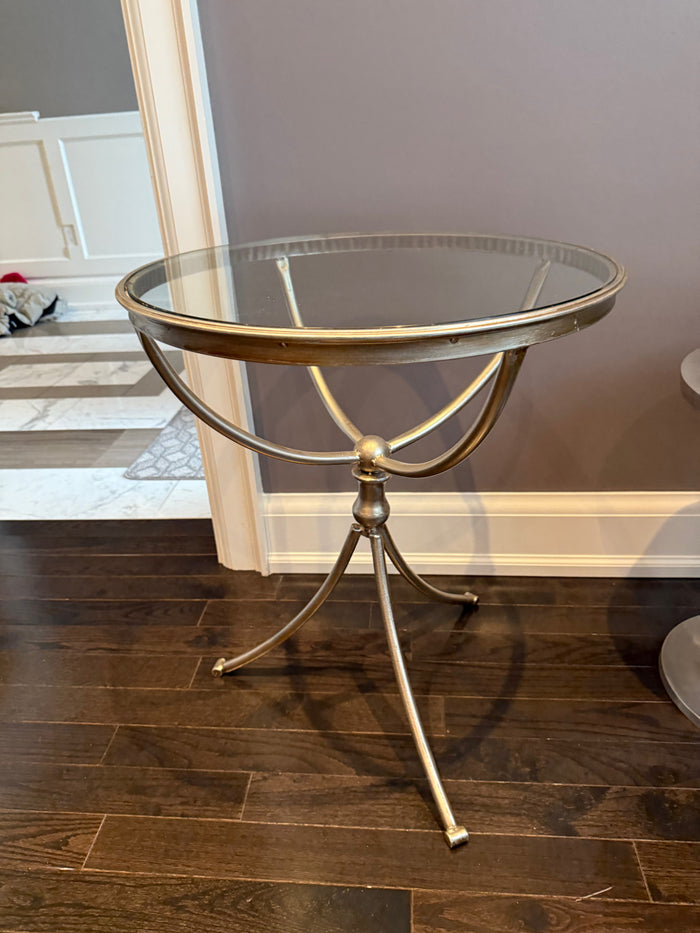 Round Metal and Glass Accent Table