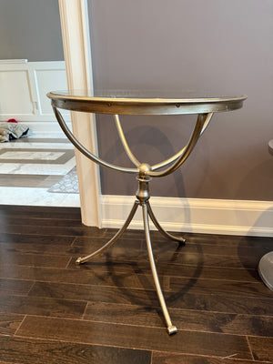 Round Metal and Glass Accent Table