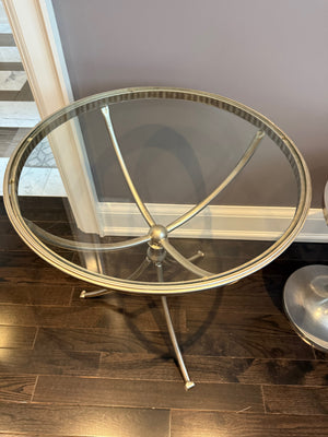 Round Metal and Glass Accent Table