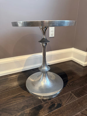 Round Metal Silver Accent Table
