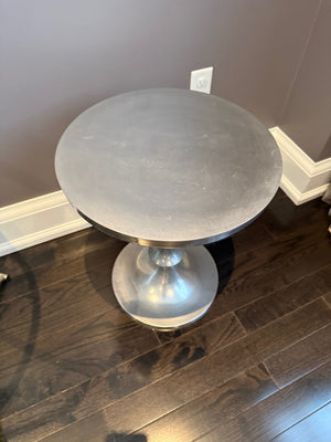 Round Metal Silver Accent Table