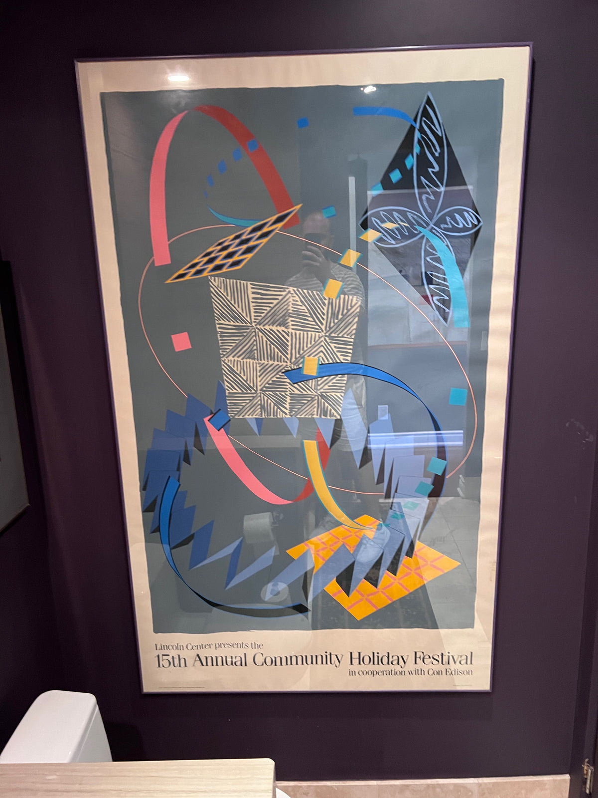 Large Scale 15th Annual Community Holiday Festival Lincoln Center Framed Serigraph by William Conlon, 1985