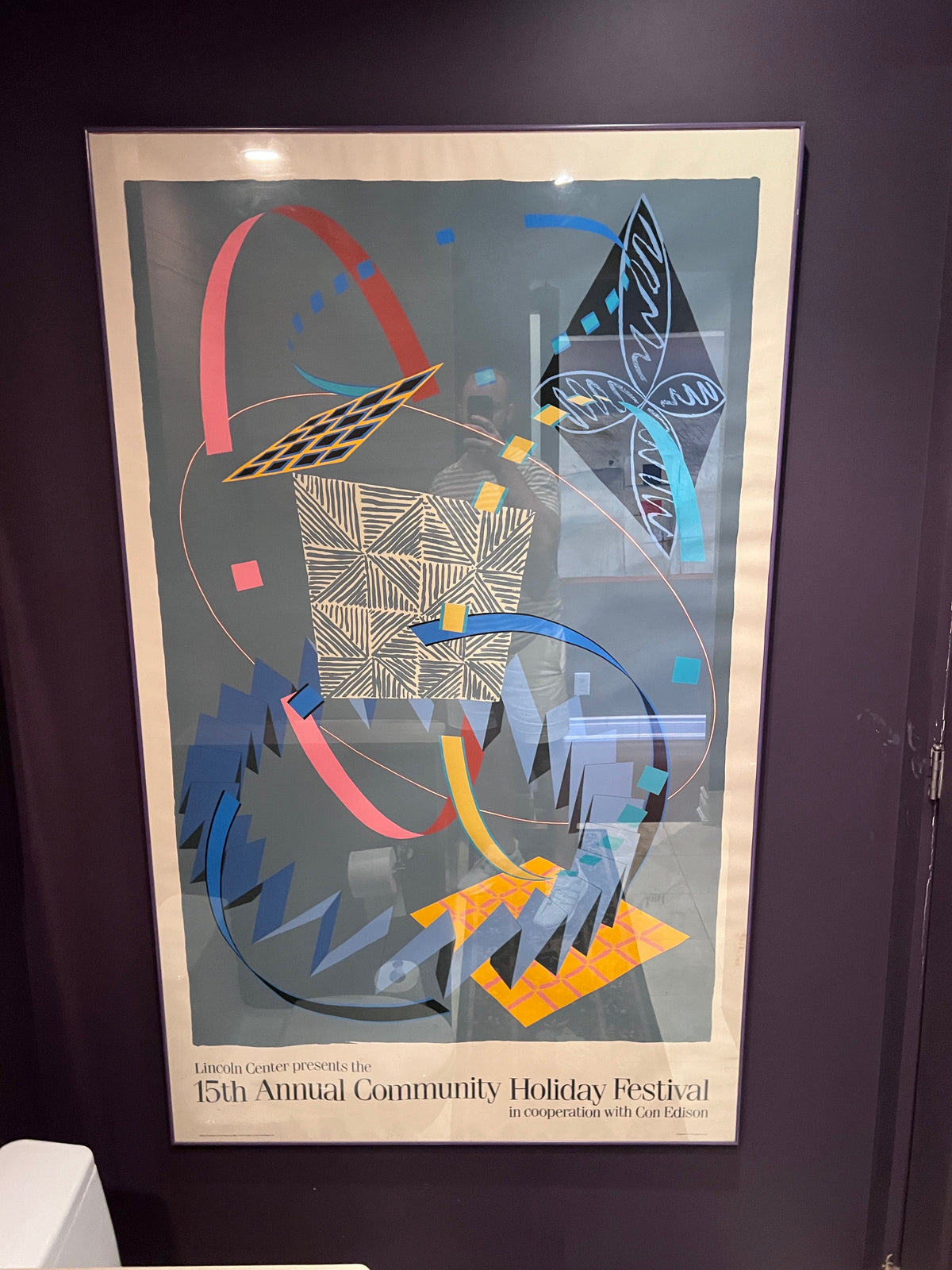 Large Scale 15th Annual Community Holiday Festival Lincoln Center Framed Serigraph by William Conlon, 1985