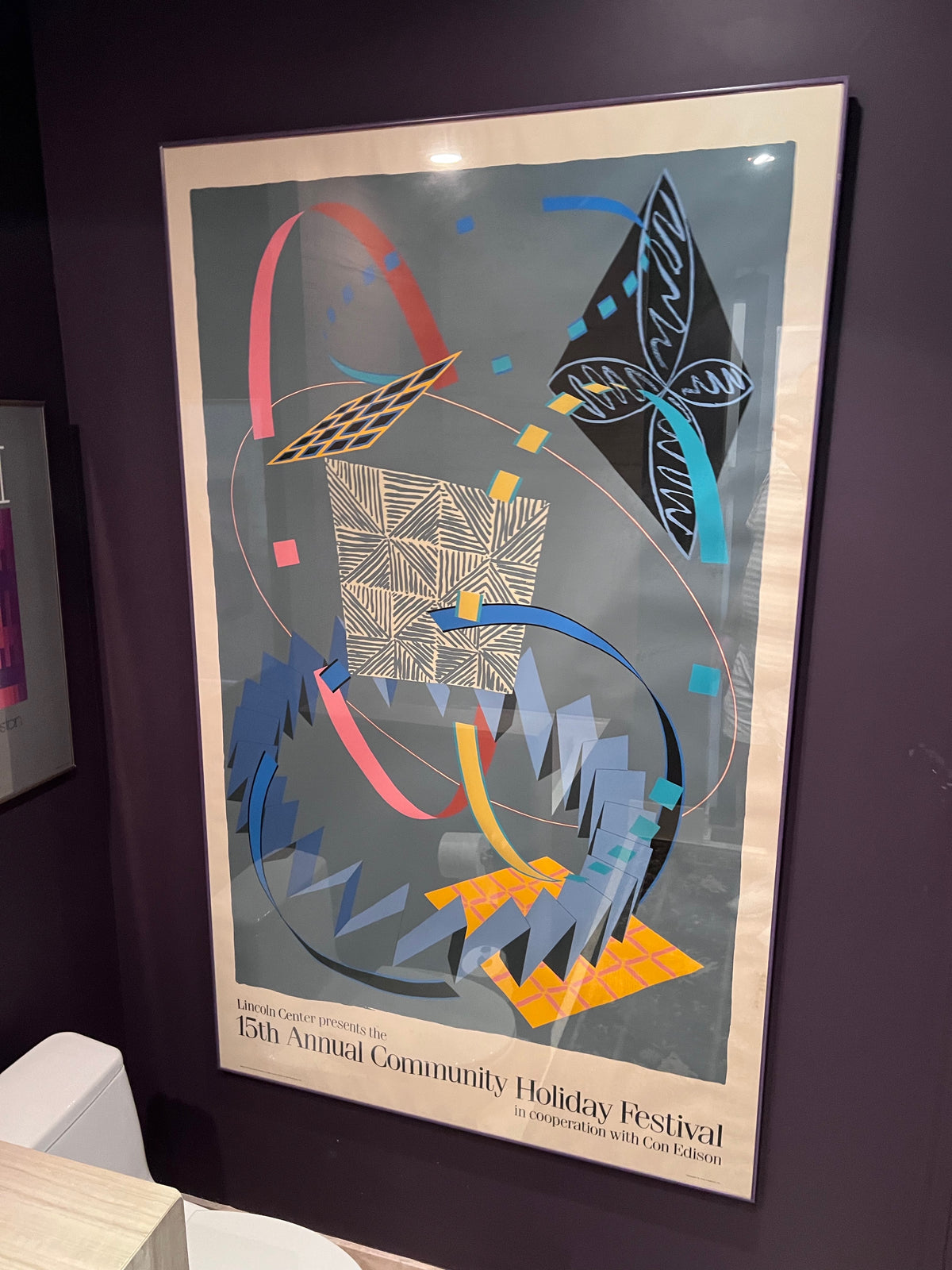 Large Scale 15th Annual Community Holiday Festival Lincoln Center Framed Serigraph by William Conlon, 1985