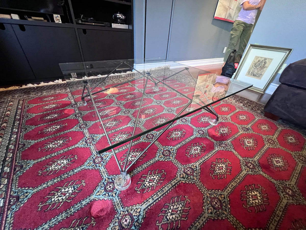 Italian Designer Low Profile Glass Coffee Table
