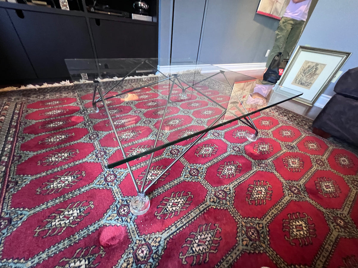 Italian Designer Low Profile Glass Coffee Table
