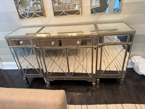 3pc Mirrored Sideboard