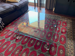 Italian Designer Low Profile Glass Coffee Table