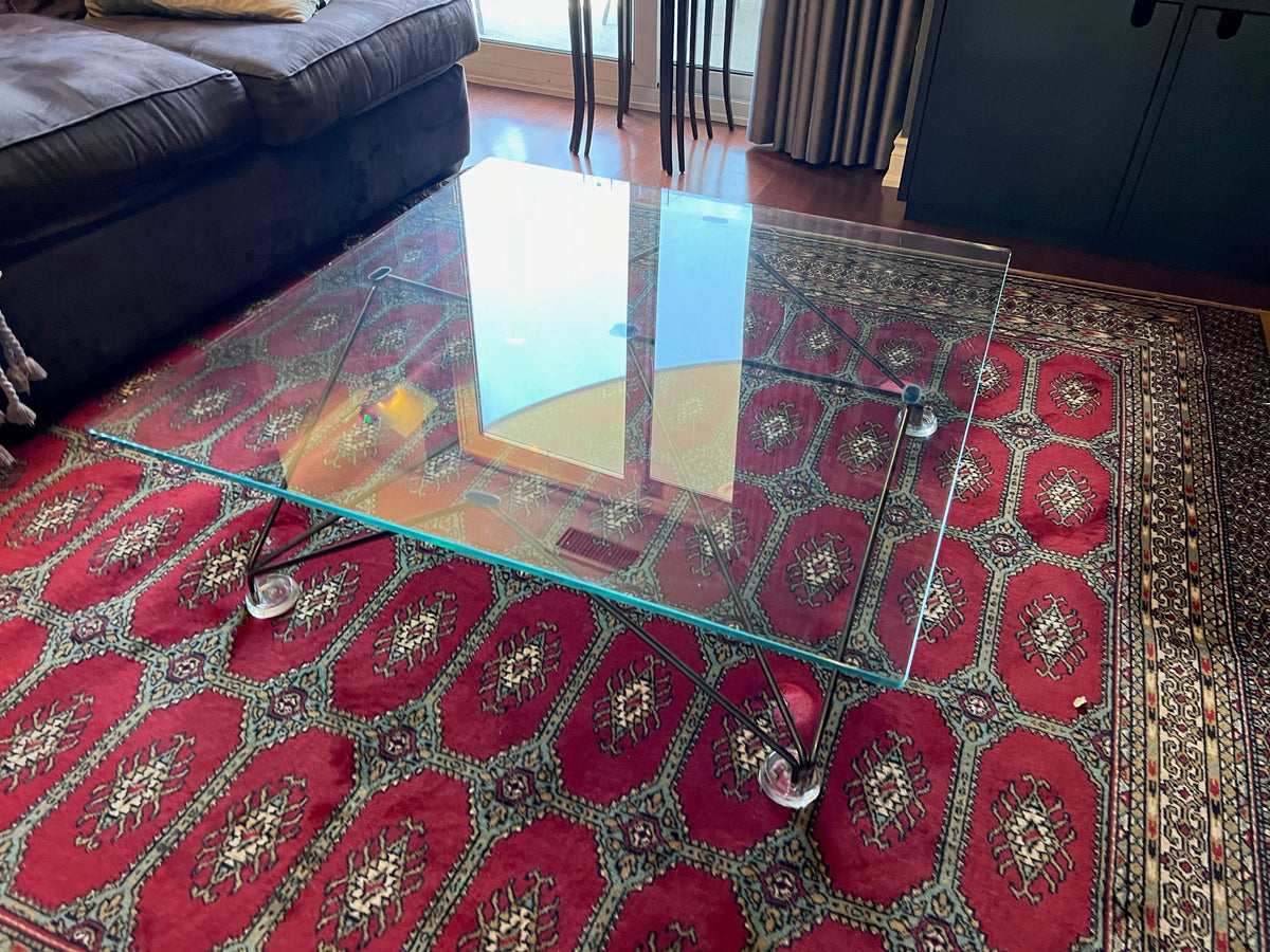 Italian Designer Low Profile Glass Coffee Table
