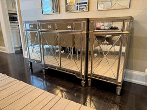 3pc Mirrored Sideboard
