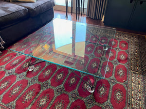 Italian Designer Low Profile Glass Coffee Table