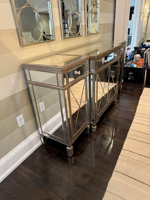 3pc Mirrored Sideboard