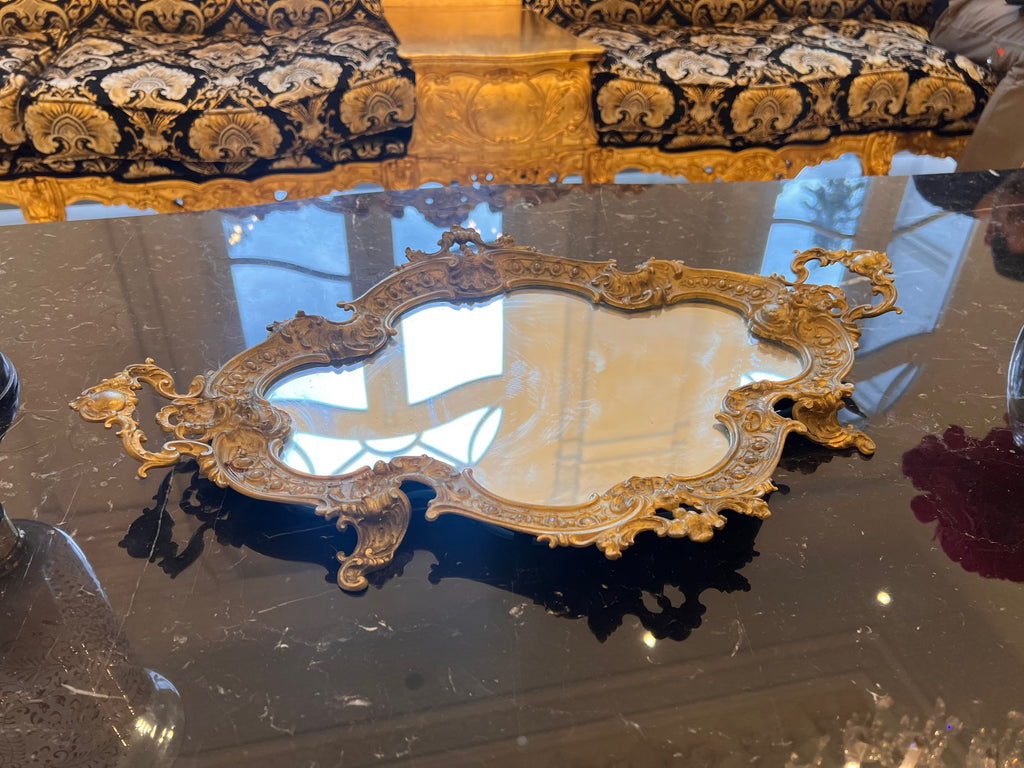 Antique Brass Mirrored Tray