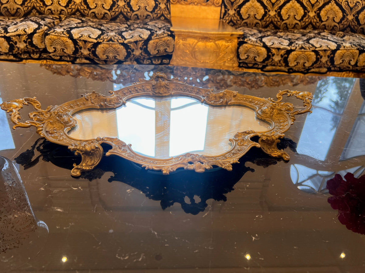 Antique Brass Mirrored Tray