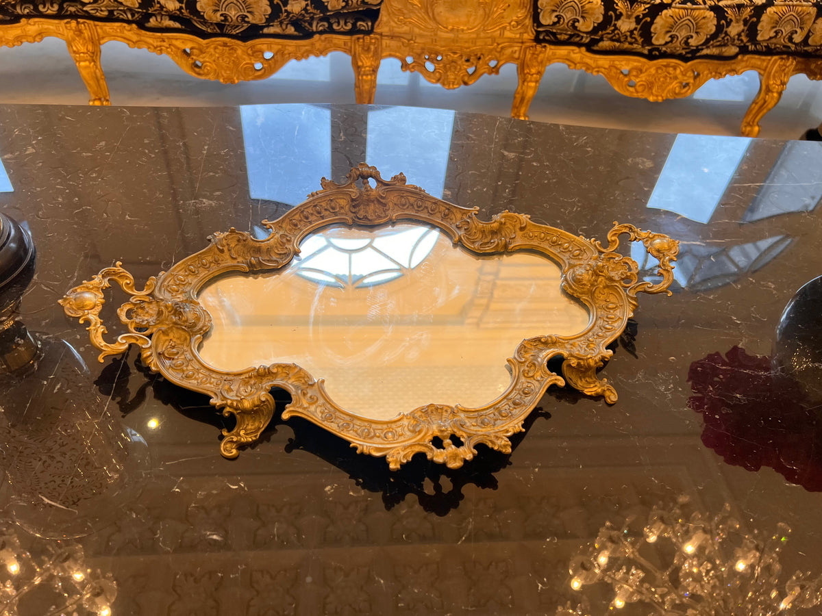 Antique Brass Mirrored Tray