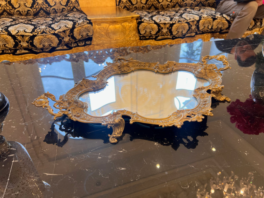 Antique Brass Mirrored Tray