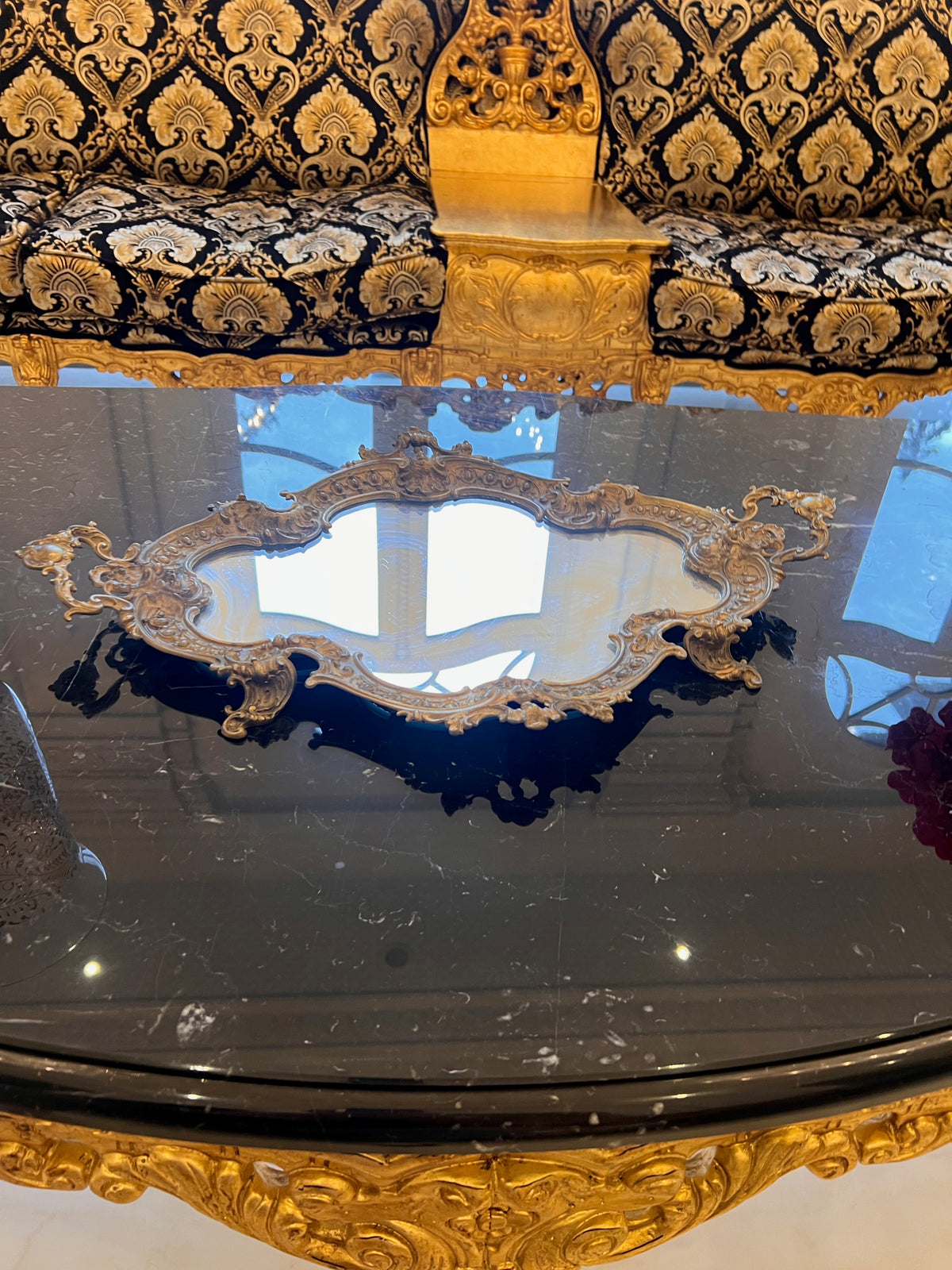 Antique Brass Mirrored Tray