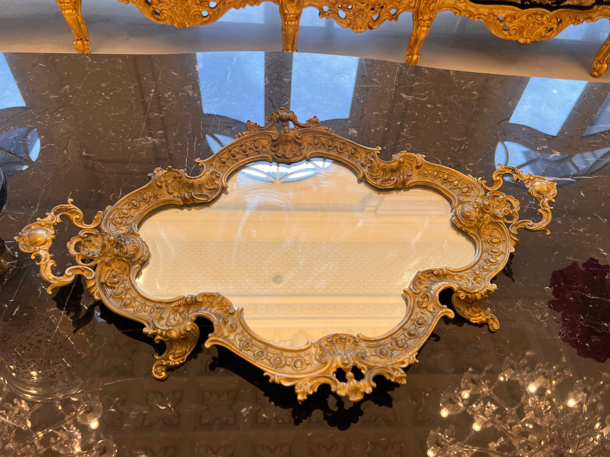 Antique Brass Mirrored Tray