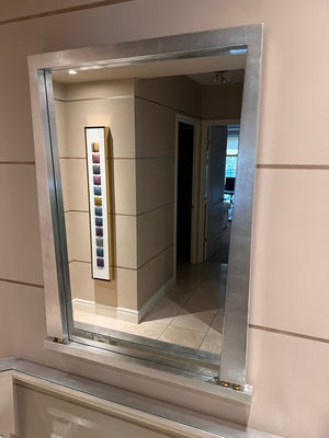 Beautiful Silver Console Table with Glass Insert + Matching Mirror