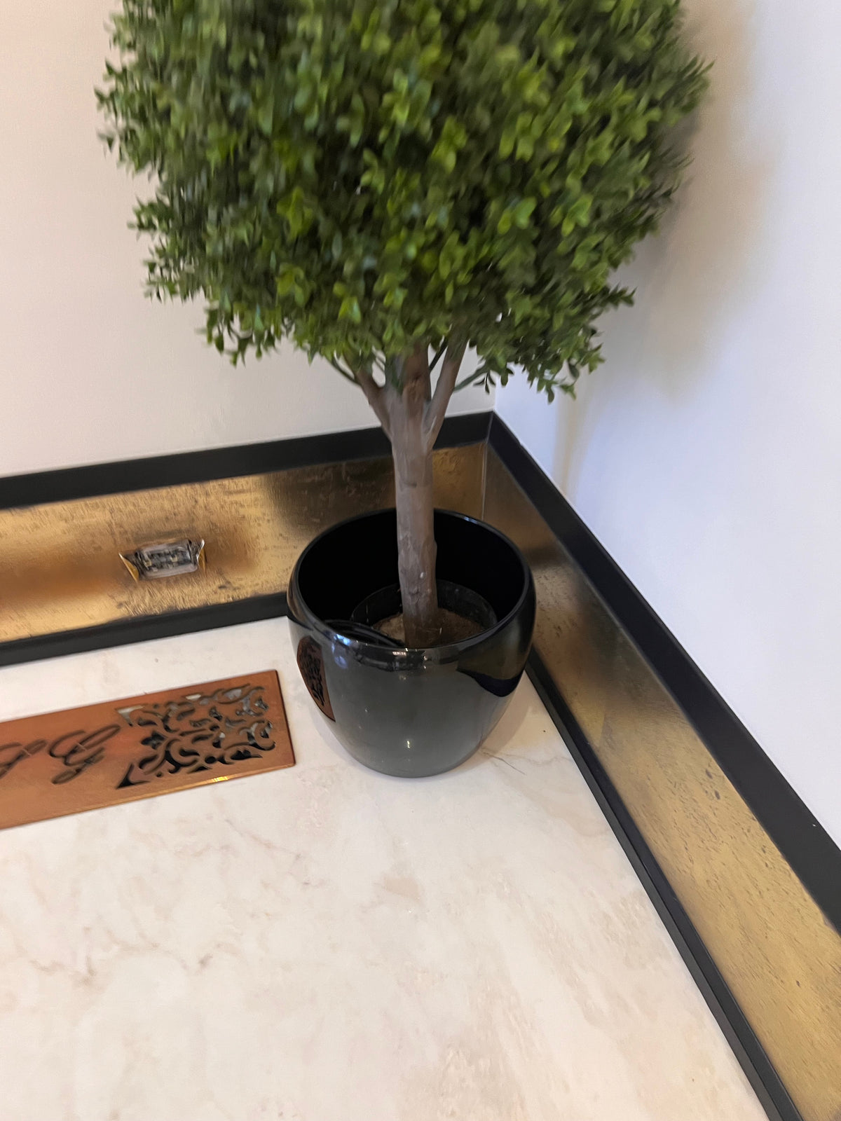 Boxwood Triple Ball Faux Tree with Black Ceramic Planter # 1    (*sold individually)