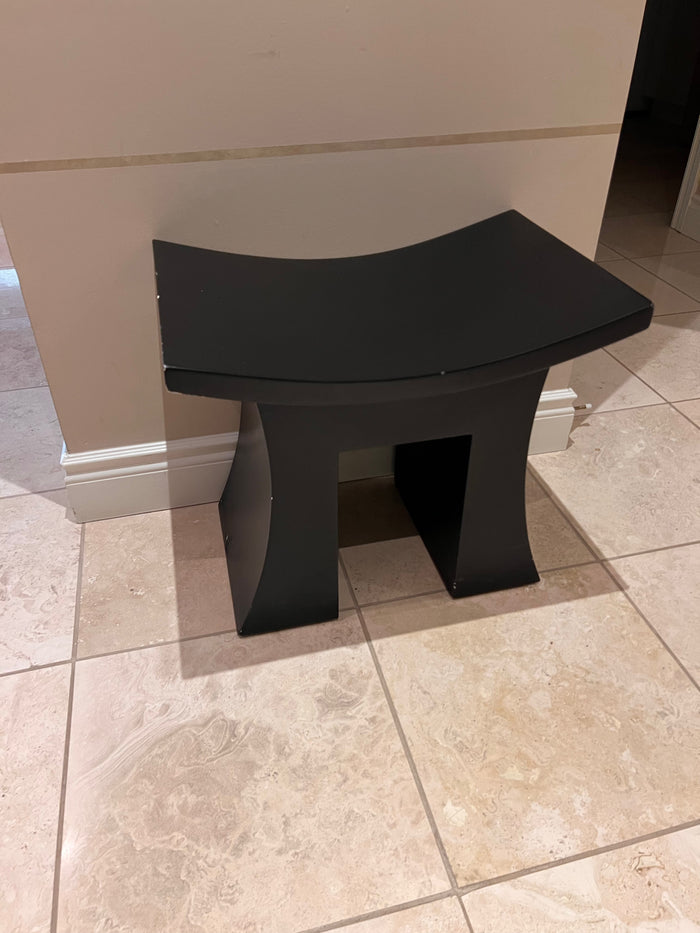Small Black Wood Curved Stool