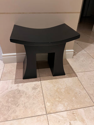 Small Black Wood Curved Stool