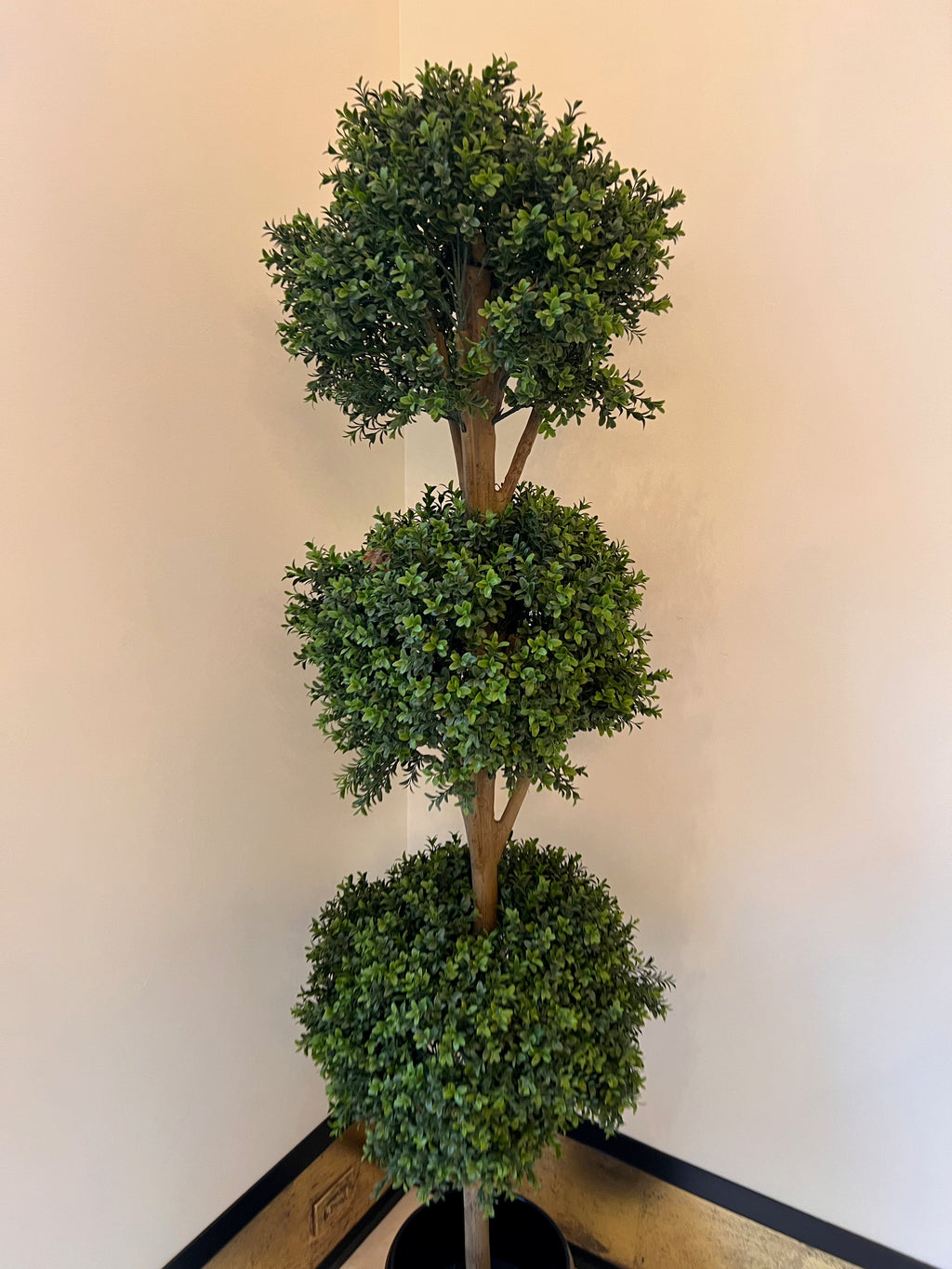 Boxwood Triple Ball Faux Tree with Black Ceramic Planter # 1    (*sold individually)