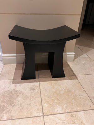Small Black Wood Curved Stool