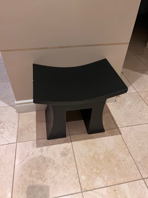 Small Black Wood Curved Stool