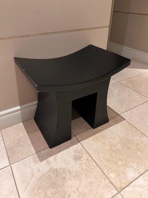 Small Black Wood Curved Stool