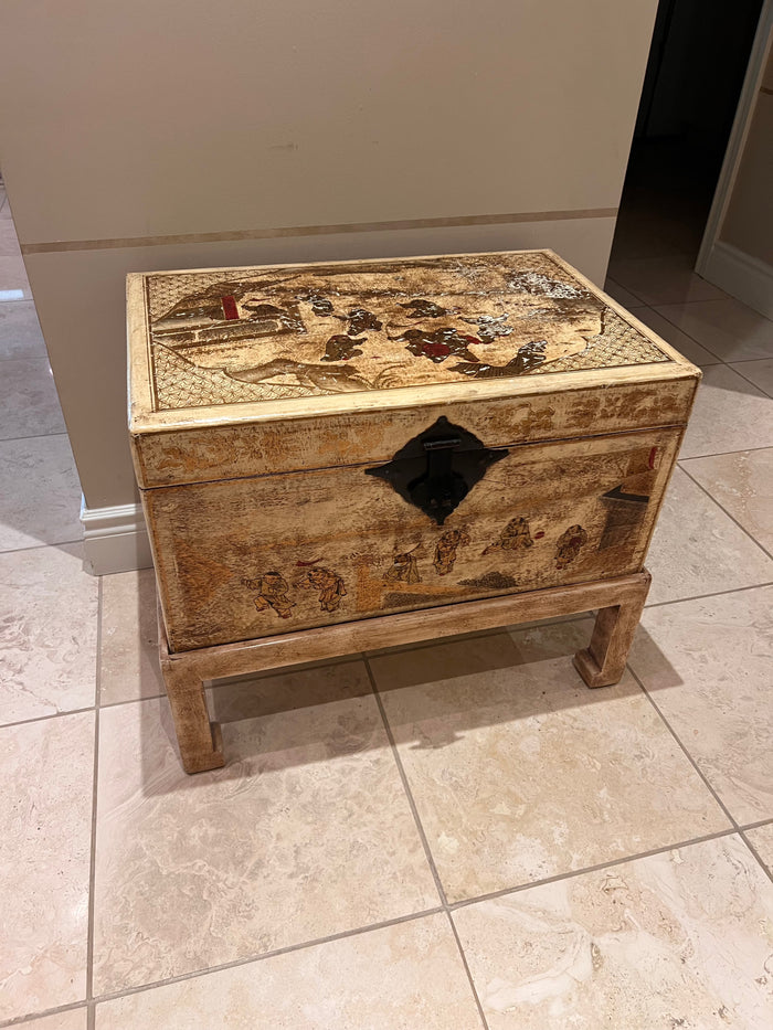 Antique Trunk Hand Painted with Stand