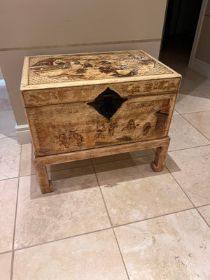 Antique Trunk Hand Painted with Stand