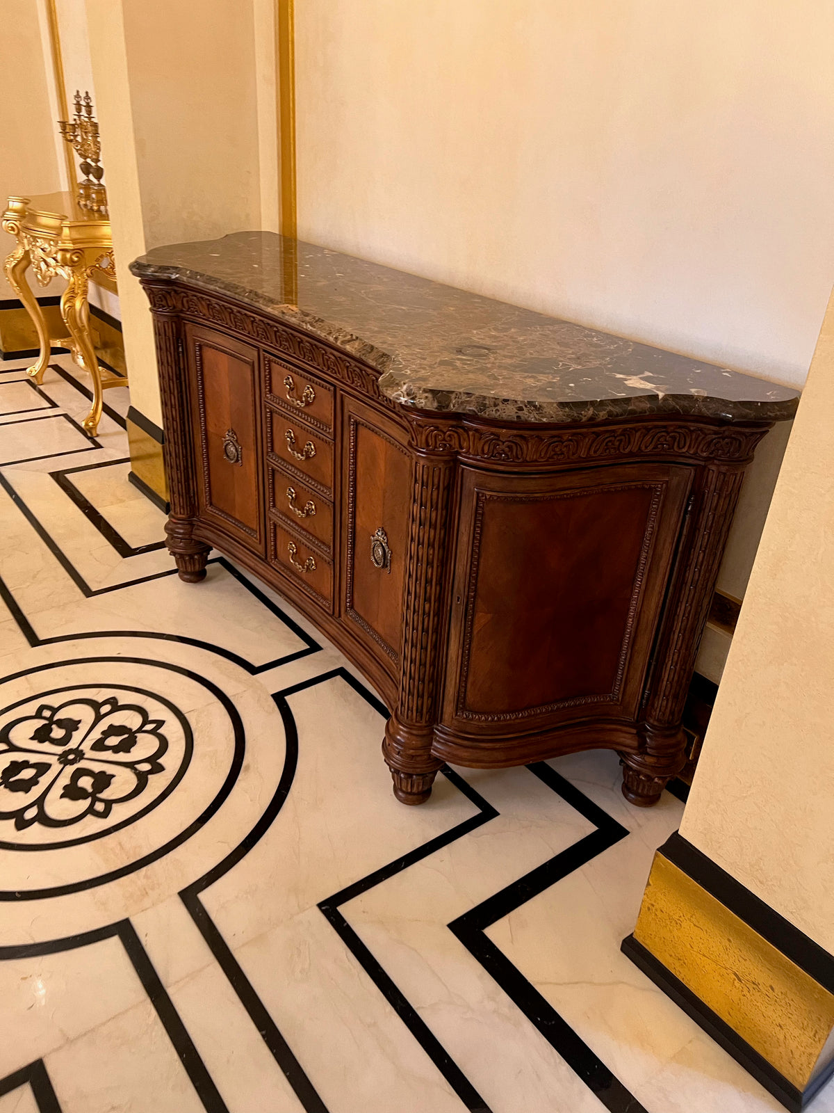 Ferguson Copeland Venetian Marble Top Credenza