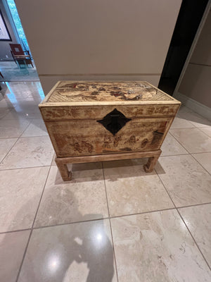 Antique Trunk Hand Painted with Stand