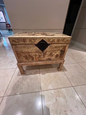 Antique Trunk Hand Painted with Stand