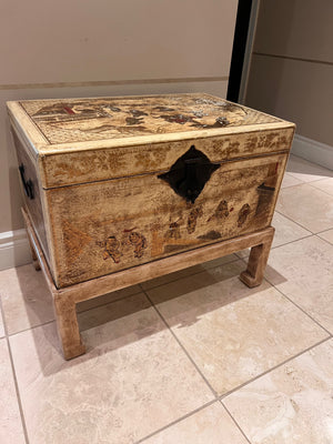 Antique Trunk Hand Painted with Stand
