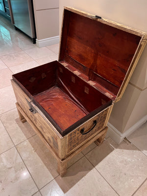 Antique Trunk Hand Painted with Stand