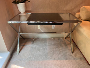 Modern Stainless Steel Glass Desk with 1 pull-out Drawer