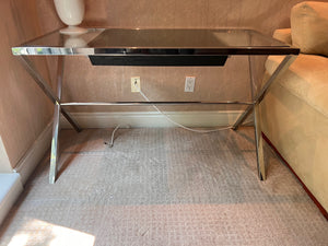 Modern Stainless Steel Glass Desk with 1 pull-out Drawer