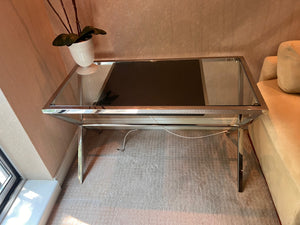 Modern Stainless Steel Glass Desk with 1 pull-out Drawer