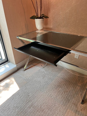 Modern Stainless Steel Glass Desk with 1 pull-out Drawer