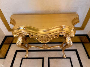 'Modenese Gastone' Luxury Classic Furniture Gold Console Table with Drawer, Made in Italy (*retail $7,000)