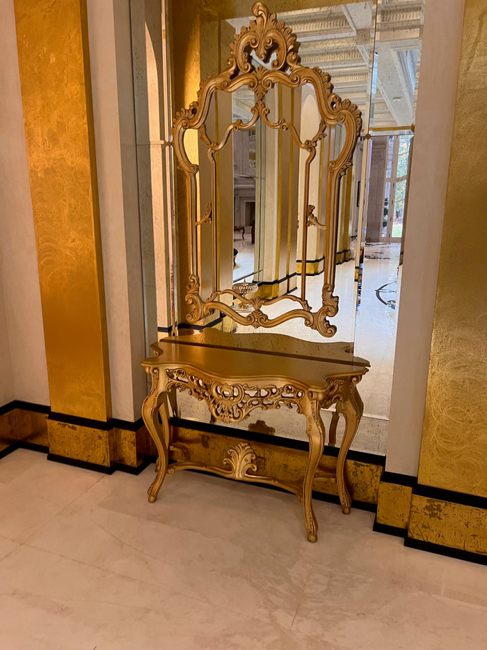Casa Padrino Luxury Baroque Gold Console Table with Mirror (*retail $7,500) # 2