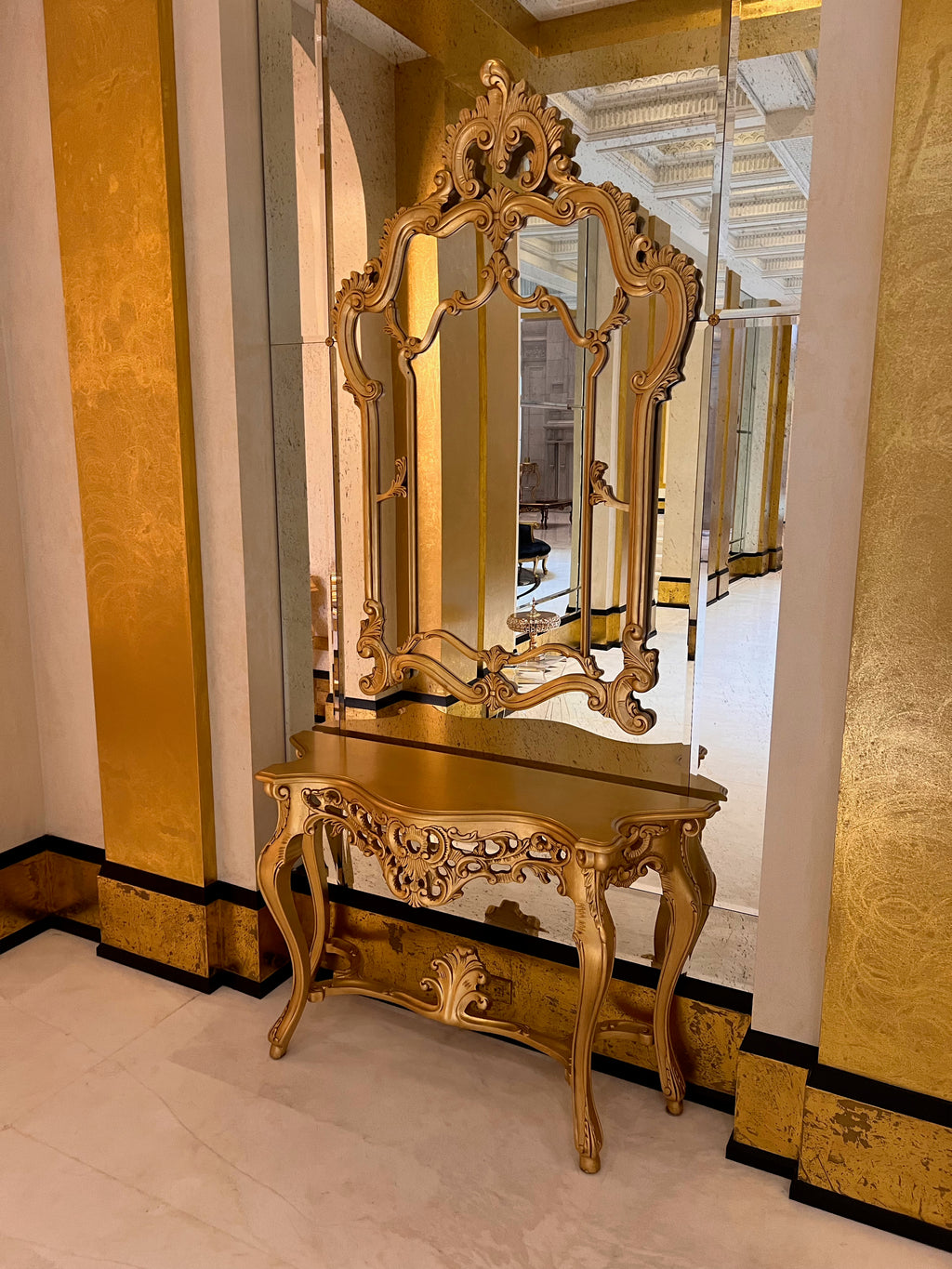 Casa Padrino Luxury Baroque Gold Console Table with Mirror (*retail $7,500) # 2
