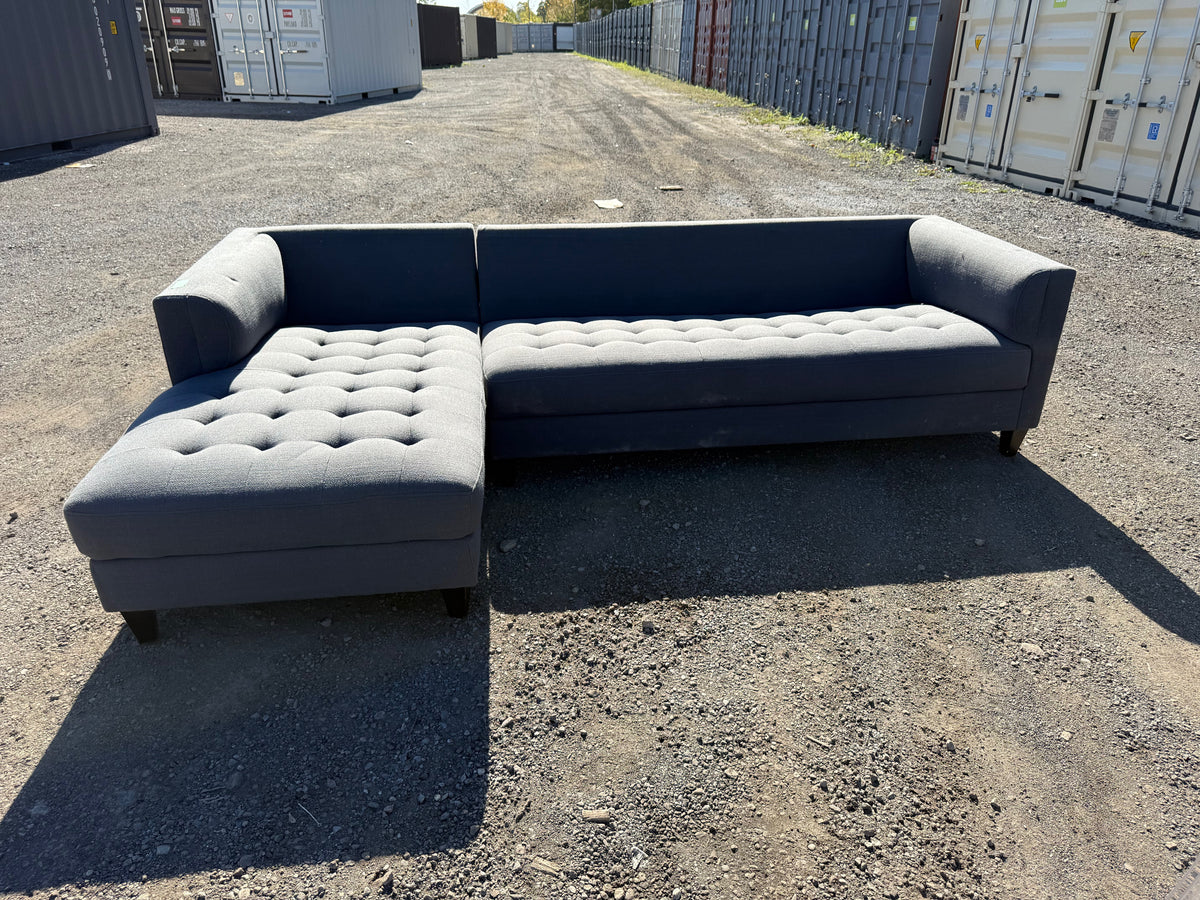 Grey Upholstered Sectional Sofa # 2 (*missing back cushions)