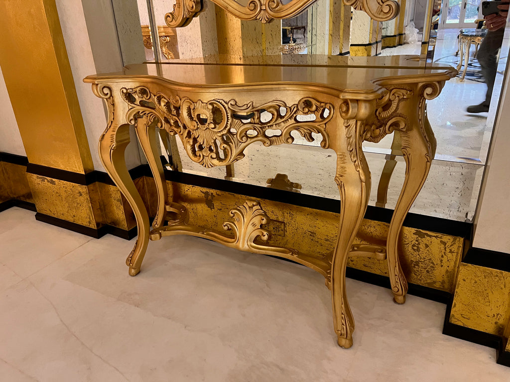 Casa Padrino Luxury Baroque Gold Console Table with Mirror (*retail $7,500) # 2